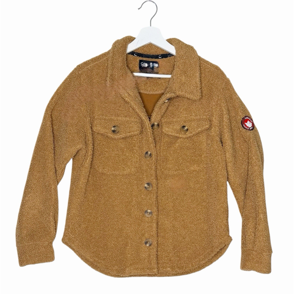Canada Weather Gear Jacket Womens Medium Plush Sherpa Fleece Shacket‎ Brown